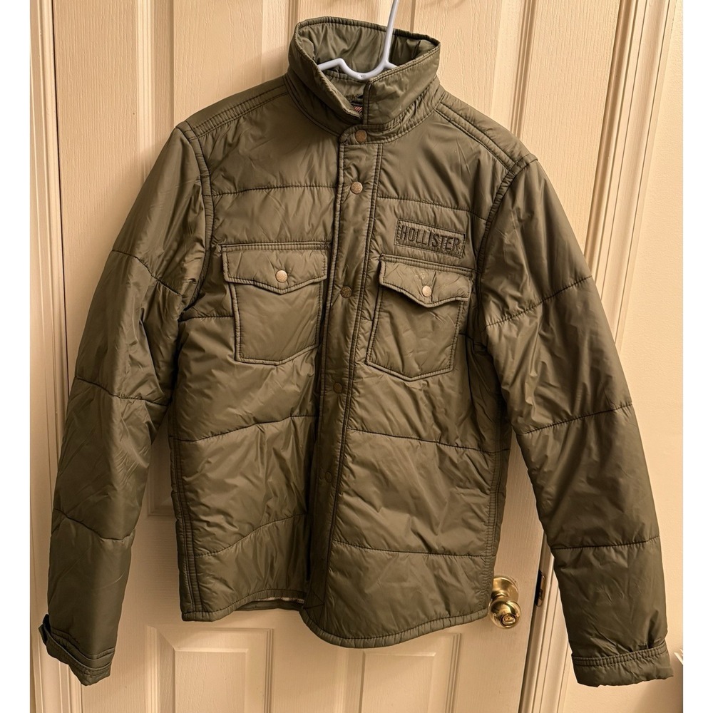HOLLISTER CARSLBAD - ARMY GREEN PUFFER‎ JACKET Men's Sz Large- EUC